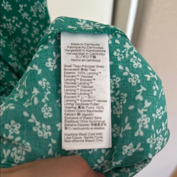 J. Crew Smocked Floral Sleeveless Green Dress - Picture 5 of 5